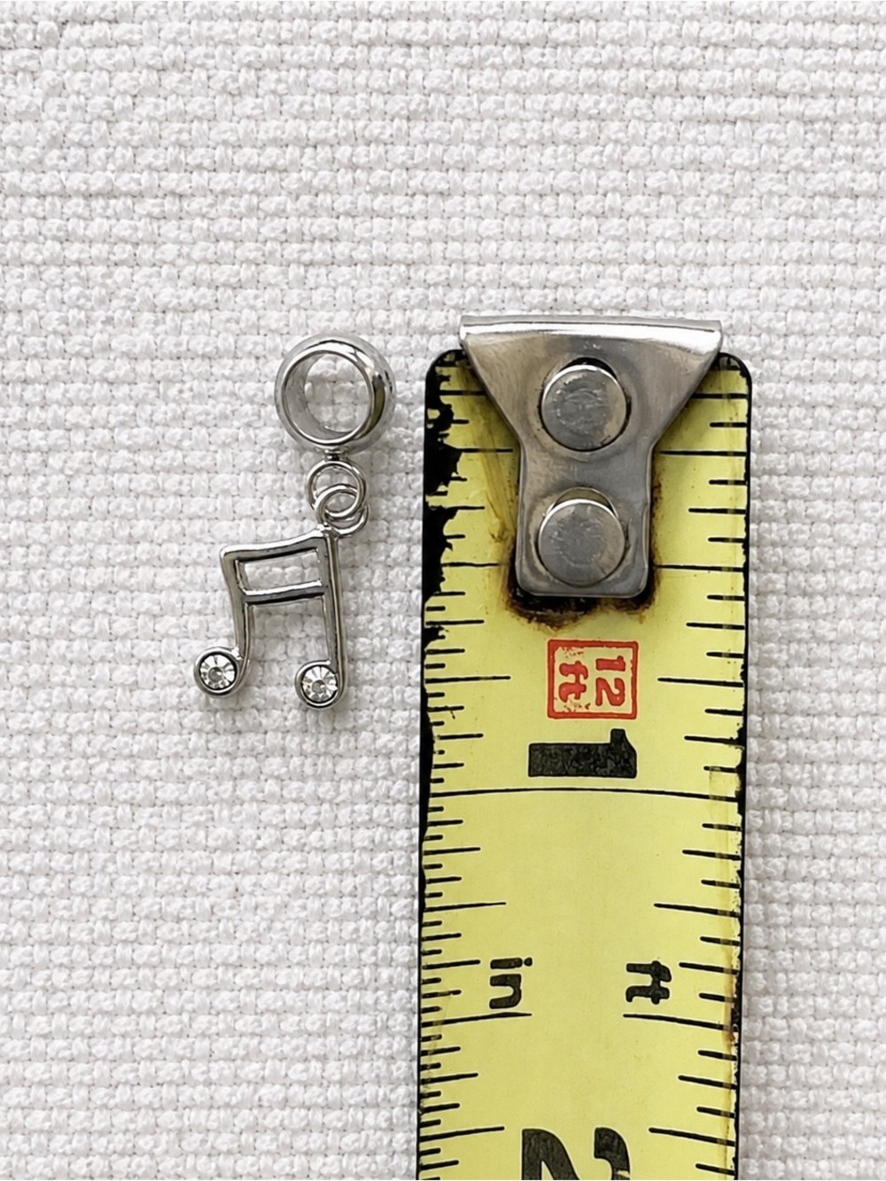 Music Note Rhinestone Silver Charm - Picture 2 of 2